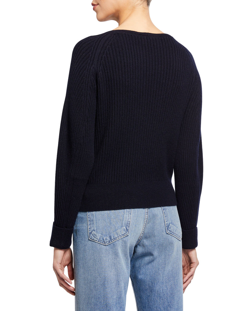 Vince Wool & Cashmere Rib-Knit Boat Neck Sweater, Coastal Blue