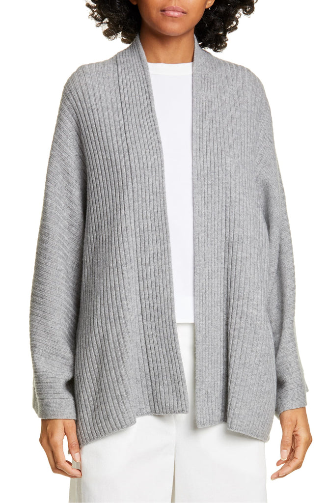 Vince Split Panel Wool/Cashmere Cardigan Sweater, Heather Grey