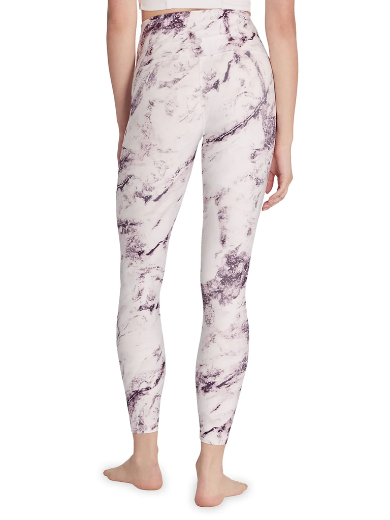 WILDFOX 7/8 High-Waisted Marble-Print Leggings, Purple
