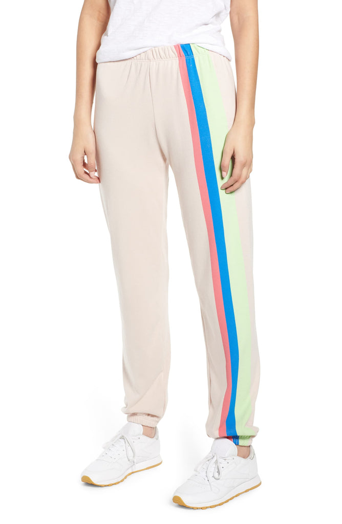 WILDFOX Mellow Stripe Easy Sweatpants, Quartz Pink