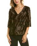 Trina Turk Coquette Faux Fur Top, Dark Brown - Front