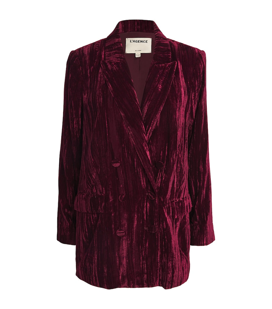 L'Agence Velvet Aimee Oversized Blazer Dark Port - front on model