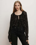 Veronica Beard Marlena Beaded Blouse Black - front