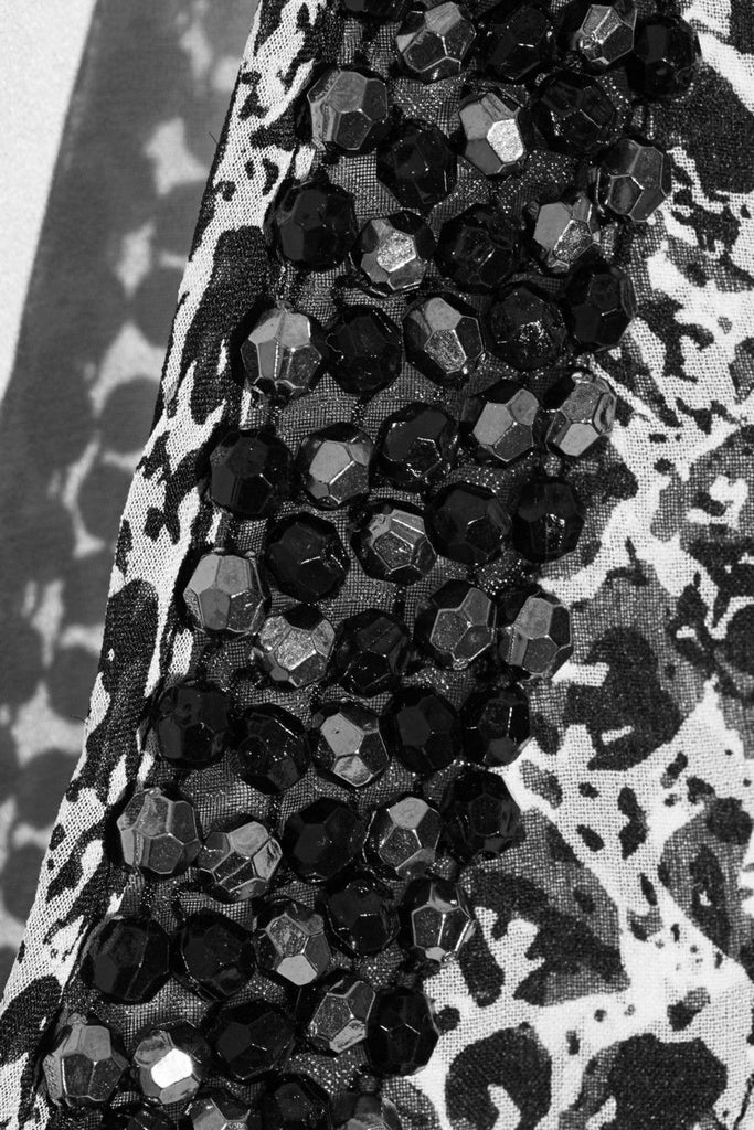 DVF 'Ade' Beaded-Neckline Sleeveless Printed Silk-Chiffon Top