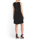DVF Diane Von Furstenberg Beaded-Front Sleeveless Silk Shift Dress, Black