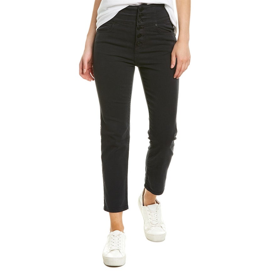 Joie Laurelle High Waist Button-Fly Cropped Jeans, Caviar