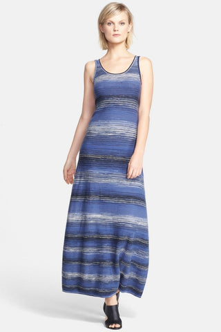 Vince Striped Cotton Space Dye Maxi Dress, Coastal Blue