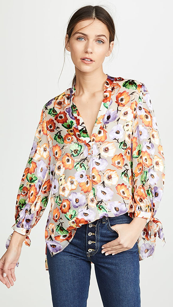 Alice + Olivia Sheila Blouson-Sleeve Floral Print Top, Orchid Multi