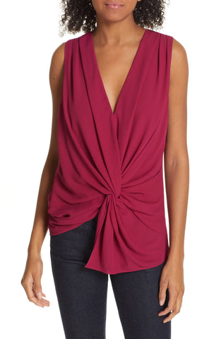Cinq a Sept Abby V-Neck Twist Front Sleeveless Top, Tulip