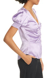 Cinq a Sept 'Eugenia' Ruched Short Sleeve Silk Top, Lavender Mist