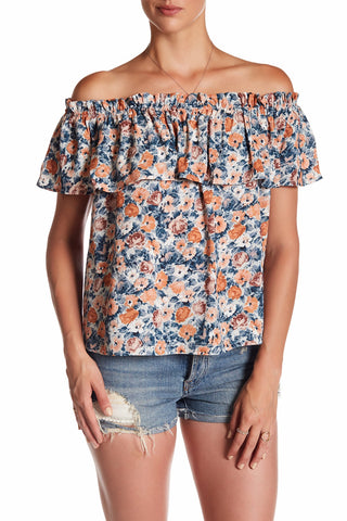 Current/Elliott 'The Ruffle Top', Dusty Bowl Floral Off-Shoulder