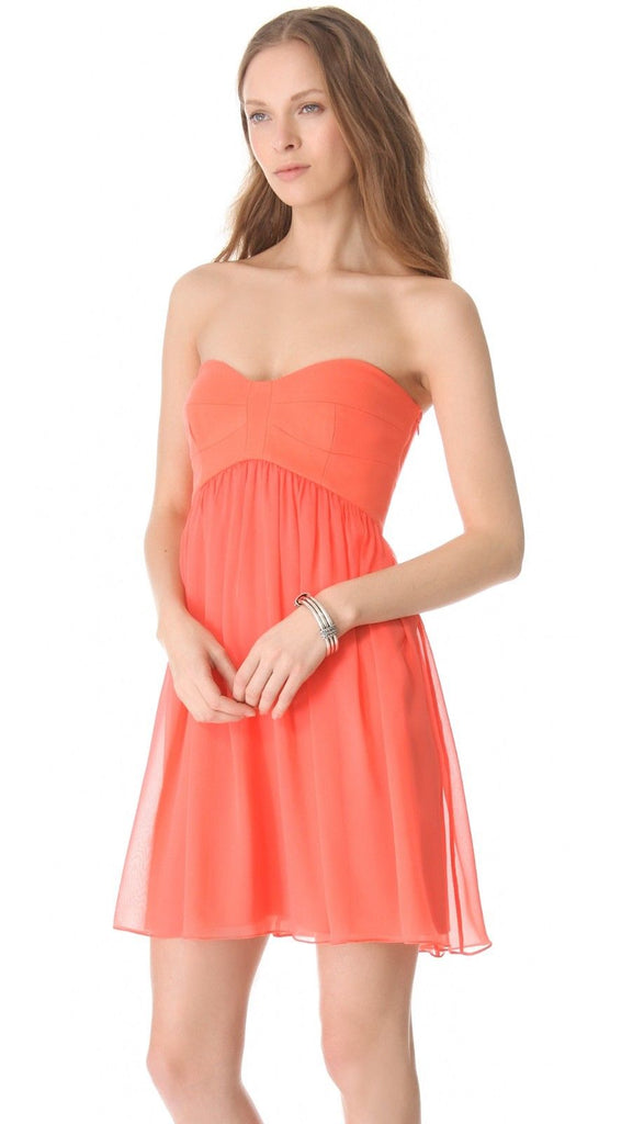 DVF 'Asti' Short Strapless Silk Dress, Firework Coral