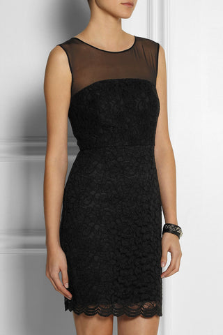 DVF 'Nisha' Sleeveless Illusion Lace Sheath Dress, Black