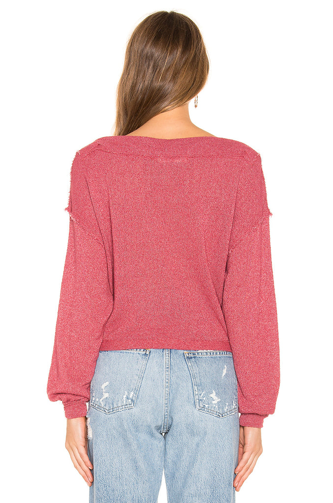 Free People Stay With Me Hacci Pullover Sweater, Raspberry