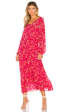 Free People Wallflower Printed Midi Dress, Raspberry Combo
