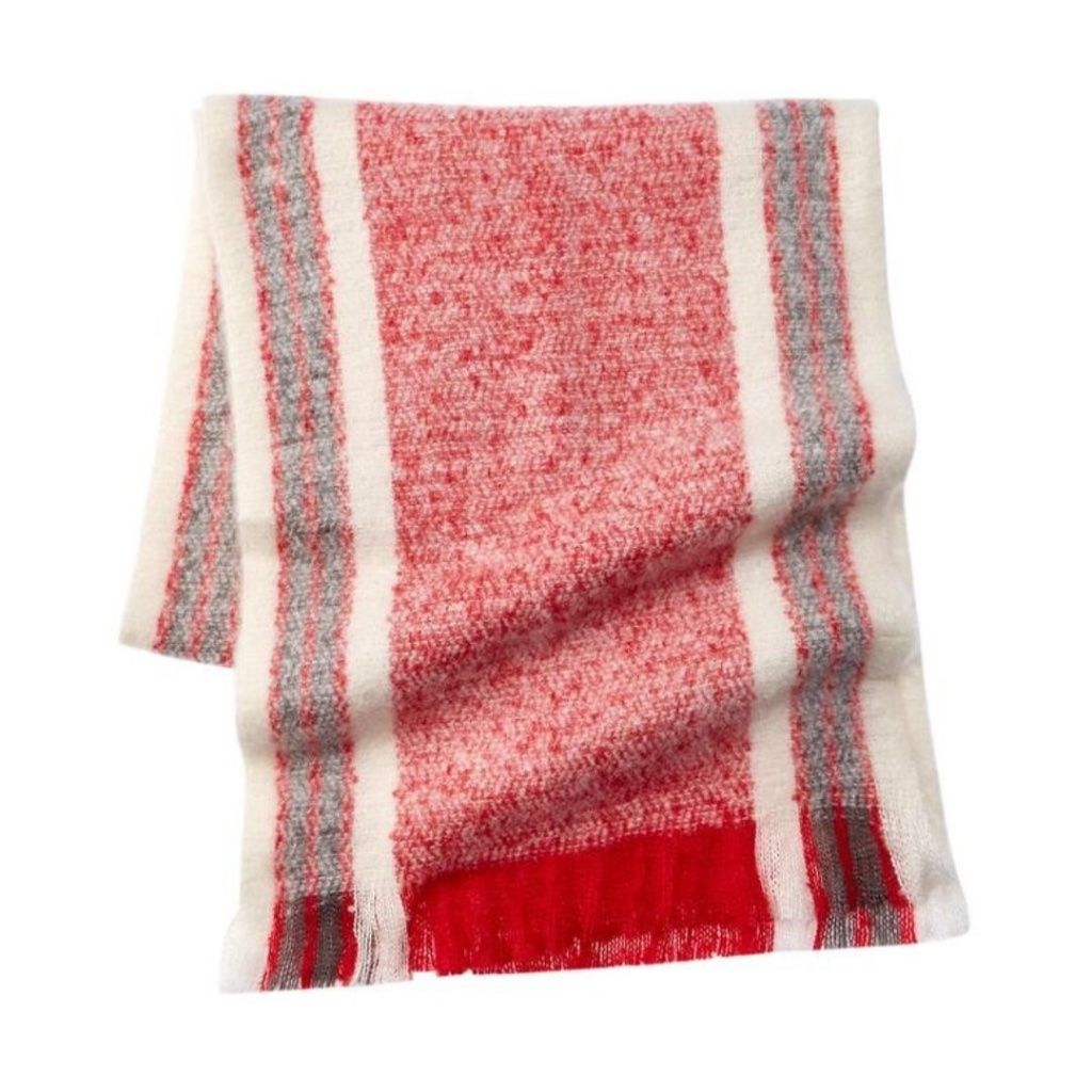 Free People Brushed Racer-Stripe Blanket Scarf, Red Combo