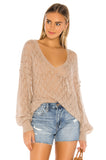 Free People 'Say Hello' Oversize Open-Knit Tunic Sweater, Taupe