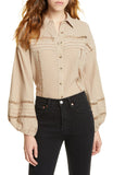 Free People Summer Stars Button Front Gauzey Top, Stone