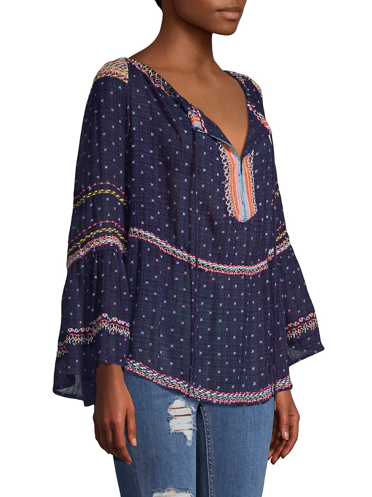 Free People 'Talia' Embroidered Tunic Top, Starless Sky