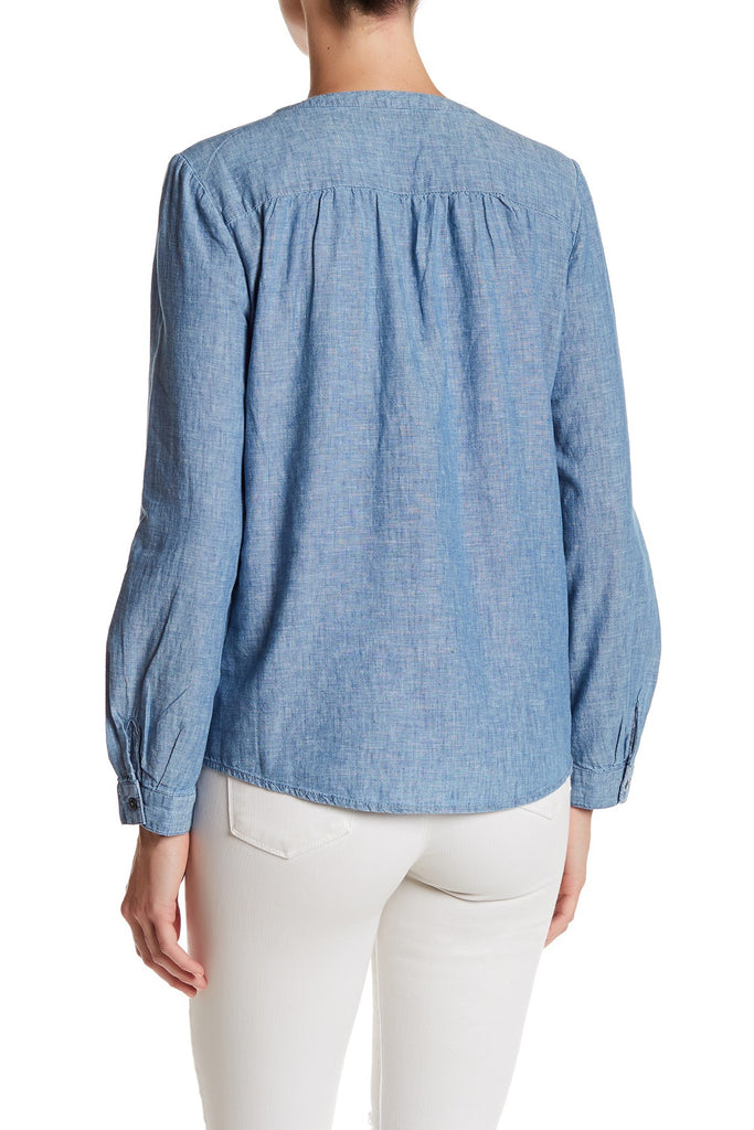 Joie Carita Linen/Cotton L/S Blouse, Chambray Blue