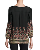 Joie 'Riva' Floral Printed Silk Tunic Blouse, Caviar