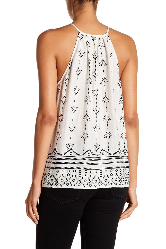 Joie Gough Sleeveless Embroidered Top, Natural/Caviar
