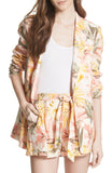 Joie Kishina B Floral-Print Ruched Sleeve Linen Blazer, Dusty Nude