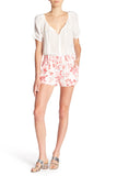 Joie Layana Floral Print Tie-Front Silk Shorts, Soft Pink