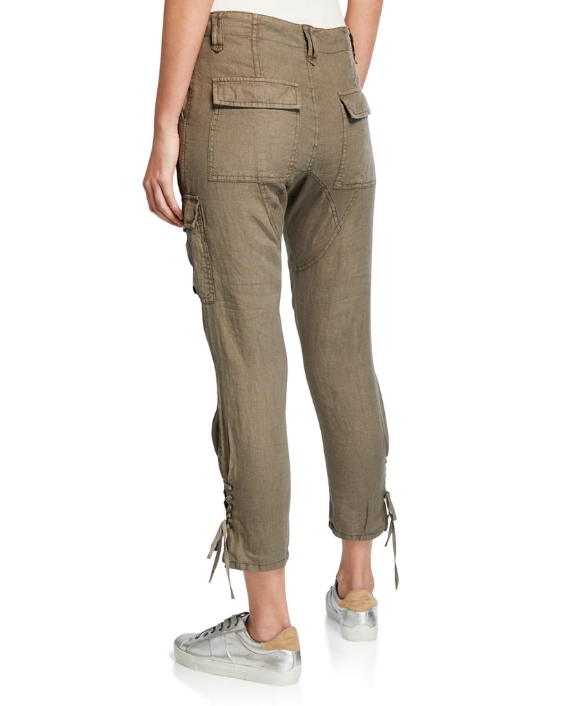 Joie Telutci Cropped Lace-Up Linen Cargo Pants, Fatigue Green