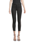 L'AGENCE Margot Crystal-Stripe High-Rise Skinny Jeans, Noir
