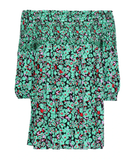 MAJE 'Lafine' Off-the-Shoulder Floral-Print Smocked Top, Green