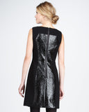 Milly 'Nina' Sleeveless Stretch Crinkle-Panel Dress, Black