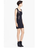 Rag & Bone 'Calder' Leather Combo Stretch Sleeveless Dress, Black