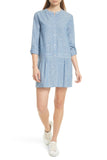 Soft Joie 'Amiri' Cotton-Linen Roll-Sleeve Dress, Indigo