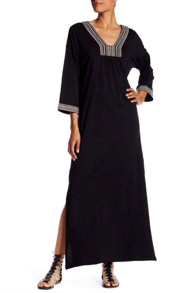 Soft Joie 'Raula' Embroidered Cotton Maxi Dress, Caviar Black