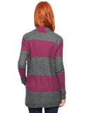 Splendid Striped Honeycomb Cardigan Sweater, Grey/Raspberry
