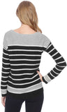 Splendid Pop Stripe Sweater, Black/Grey/White