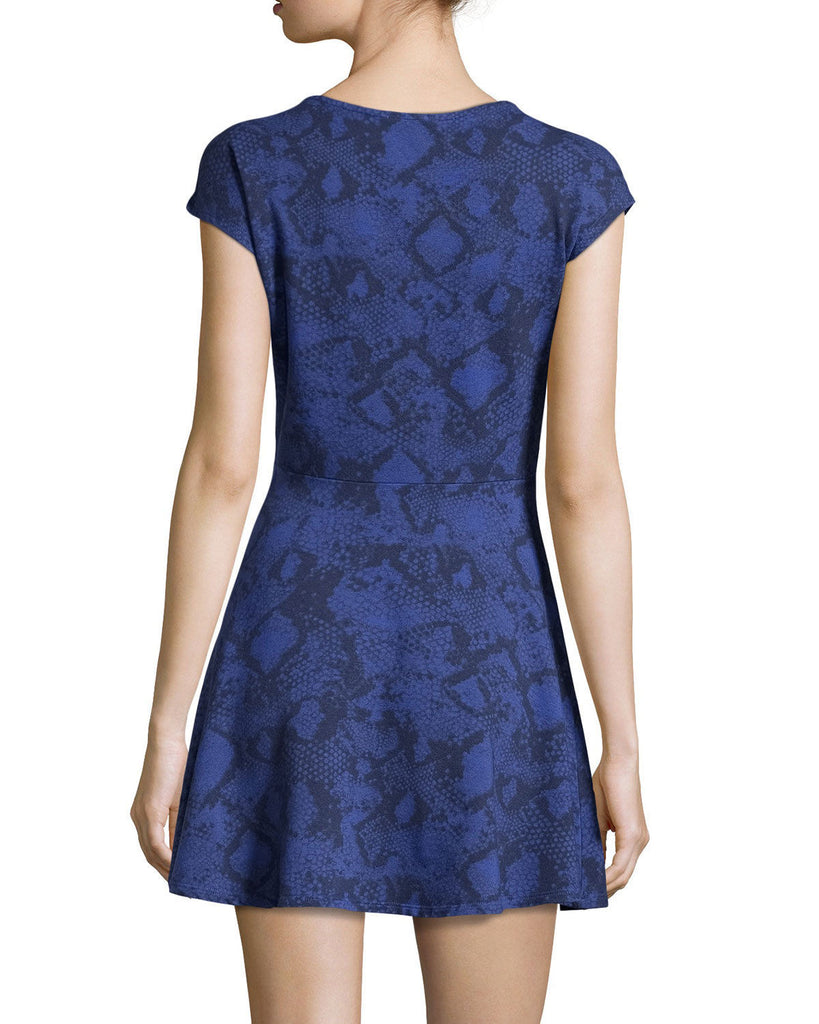 Splendid Python Print Cotton/Modal Stretch Dress, Blue Jay