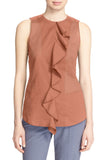 Theory Jastrid Ruffle-Front Sleeveless Top, Rosewood