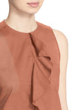 Theory Jastrid Ruffle-Front Sleeveless Top, Rosewood
