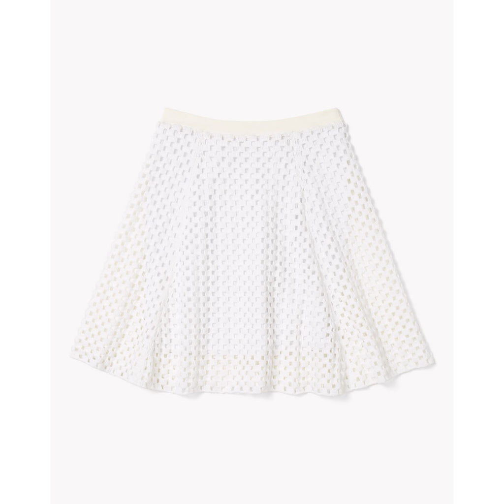 Theory Rortie B. Open-Stitch Skirt, Memorize Fabric, White