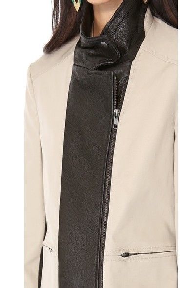 Theory Velea Stretch Cotton/Leather Panel Jacket, Oak/Black