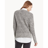 Theory Wyndrelle Marled Crewneck Wool-Blend Sweater, Grey Marl
