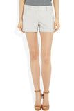 Theory Yanima Cotton Canvas Striped Shorts, White/Charcoal