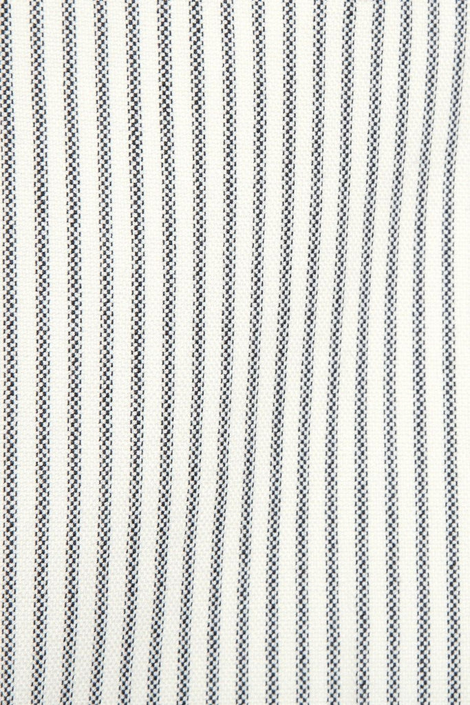 Theory Yanima Cotton Canvas Striped Shorts, White/Charcoal