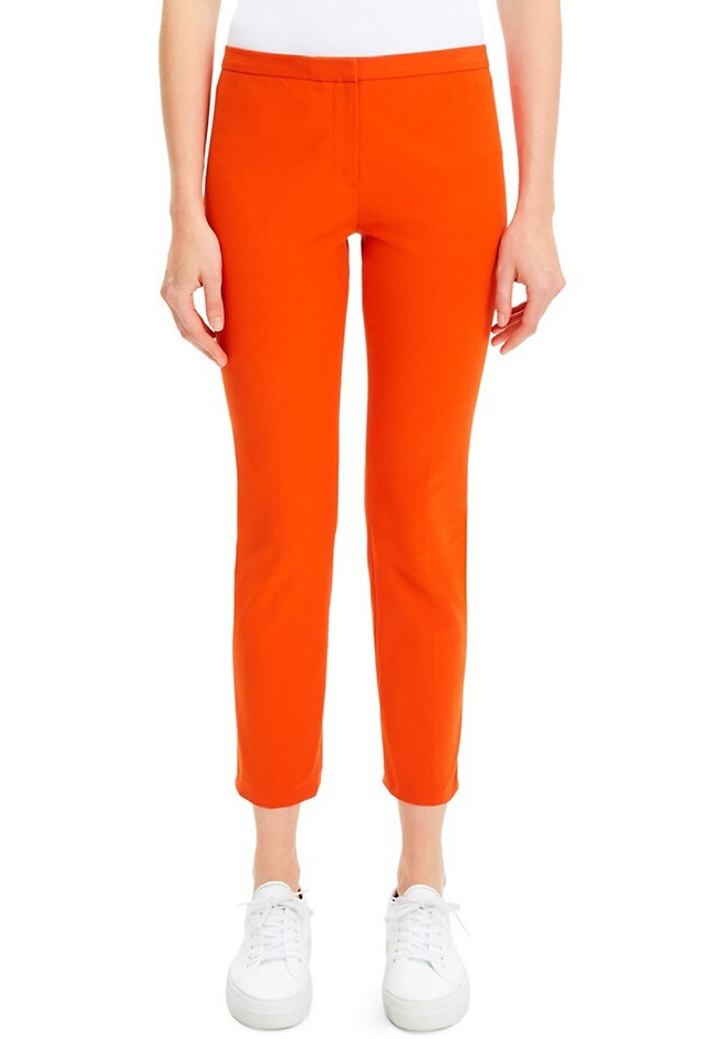 Theory Classic Skinny Stretch-Cotton Crop Pants, Fire Opal