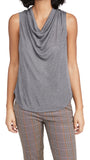 Theory Cowl Neck Sleeveless Fine-Knit Top, Charcoal Melange