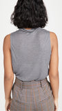 Theory Cowl Neck Sleeveless Fine-Knit Top, Charcoal Melange