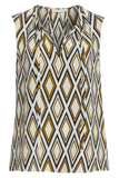 Tory Burch Jess Diamond Print Sleeveless Silk Top, Ivory