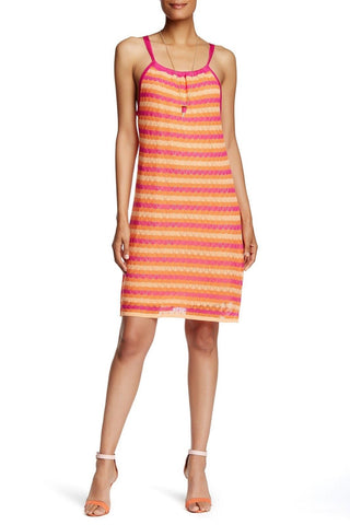 Trina Turk 'London' Striped Knit Stretch Dress, Magenta/Orange